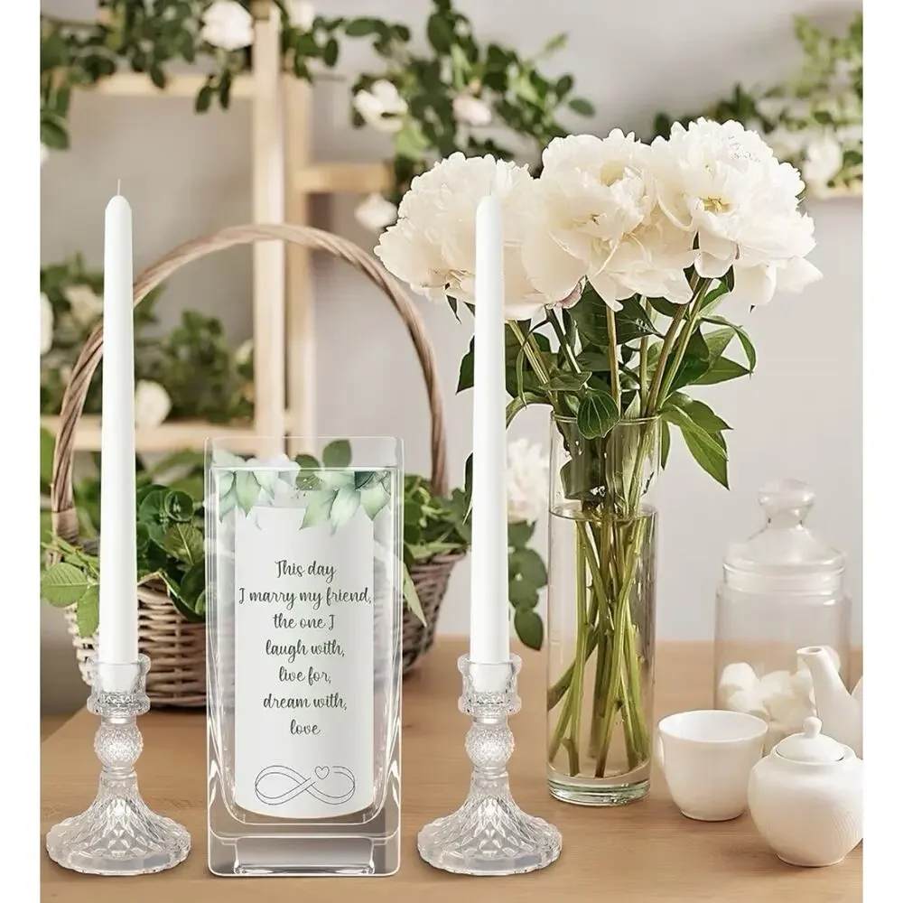FoldTier Unity Wedding Candle Ceremony Set Glass Holder Taper Pillar Candles